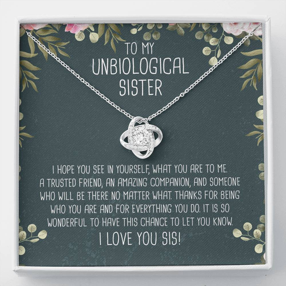 Unbiological Sister - Love Knot Necklace Luxury Birthday Gift For Her
