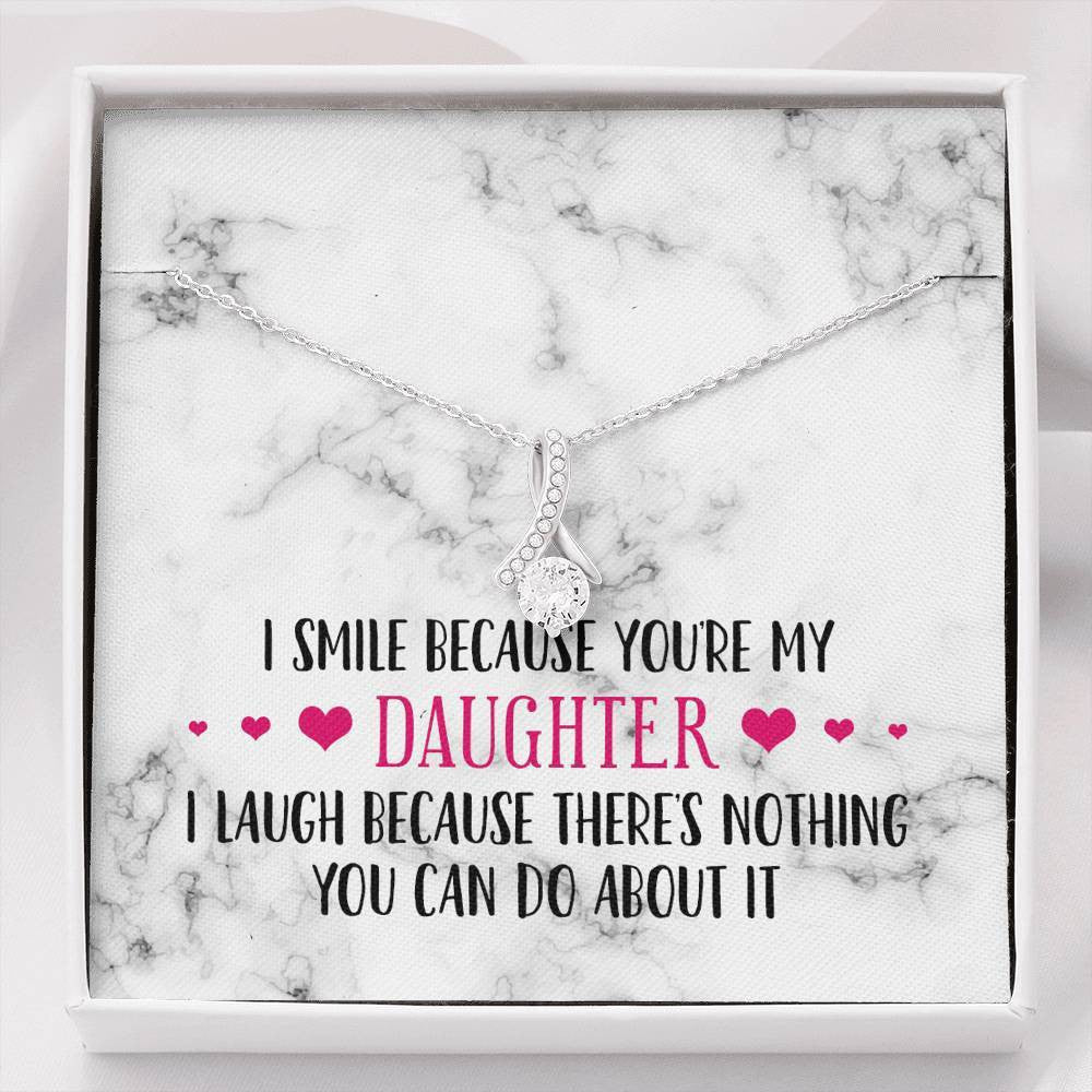 Smile Daughter Ribbon Drop Pendant Necklace - Smile Daughter Alluring Beauty Necklace Gift For Her