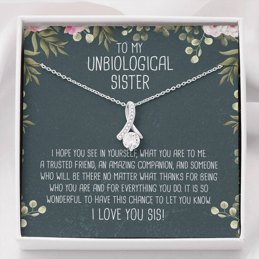 Unbiological Sister Ribbon Drop Pendant Necklace - Alluring Beauty Necklace Gift For Her