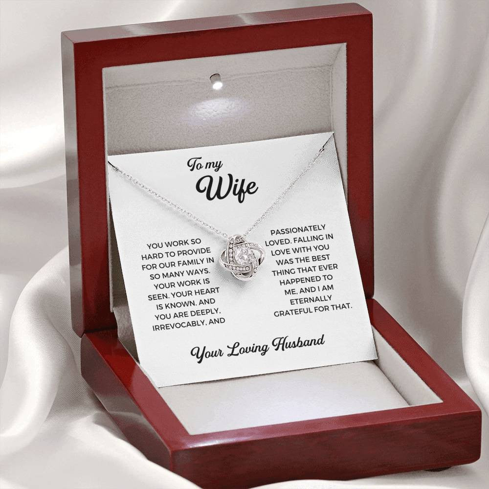 To My Wife - Thank You Gift - Anniversary Gift Ideas For Her, Love Knot Necklace