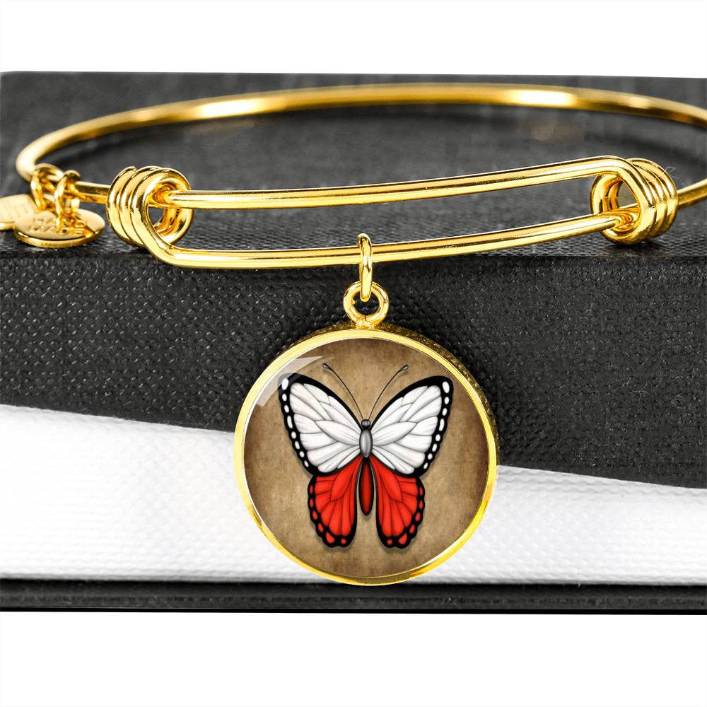 Polish Flag Butterfly Bracelet - Luxury Circle Bangle Bracelet Gift Idea
