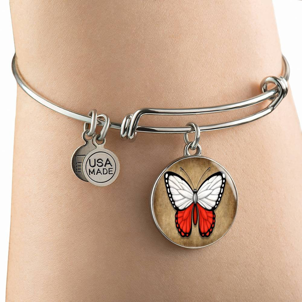 Polish Flag Butterfly Bracelet - Luxury Circle Bangle Bracelet Gift Idea