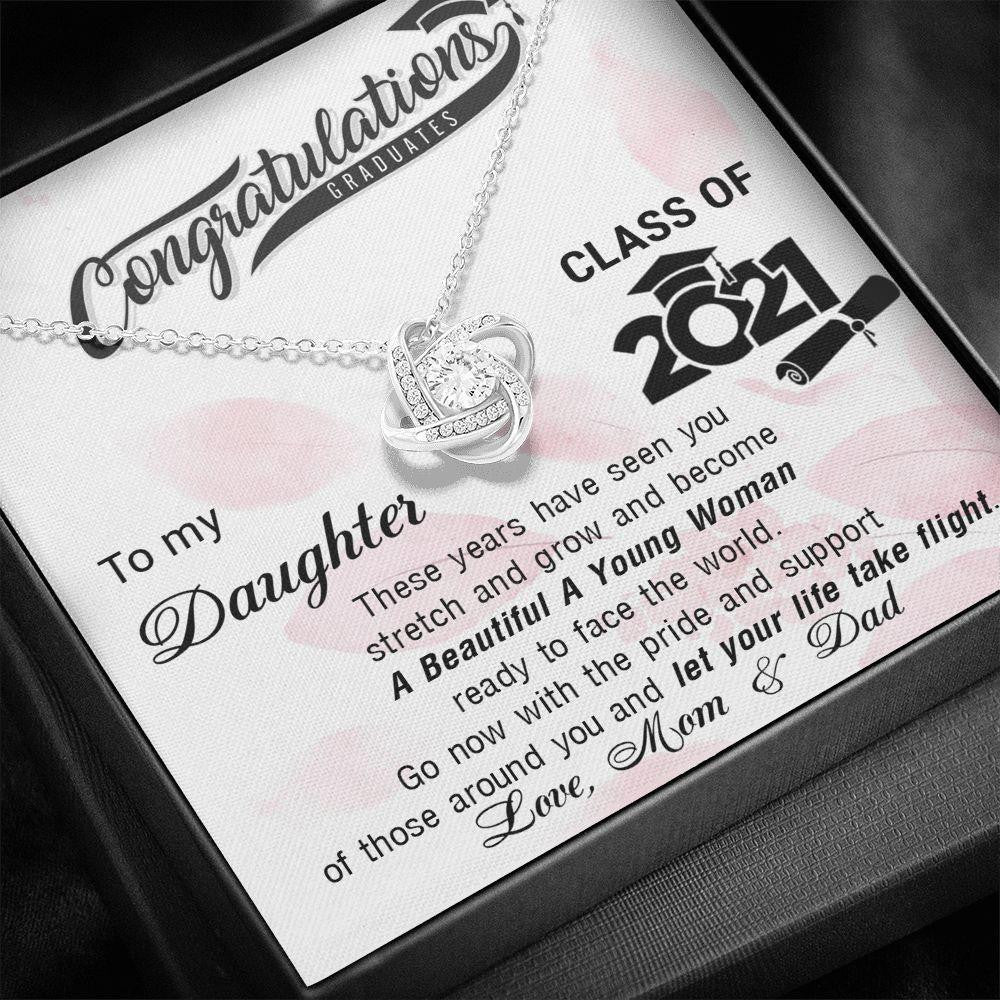 Happy Graduation Little Girl, Class Of 2022 Let Your Life Take Flight - Love Knot Necklace