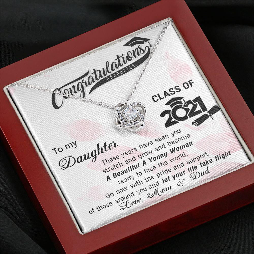 Happy Graduation Little Girl, Class Of 2022 Let Your Life Take Flight - Love Knot Necklace