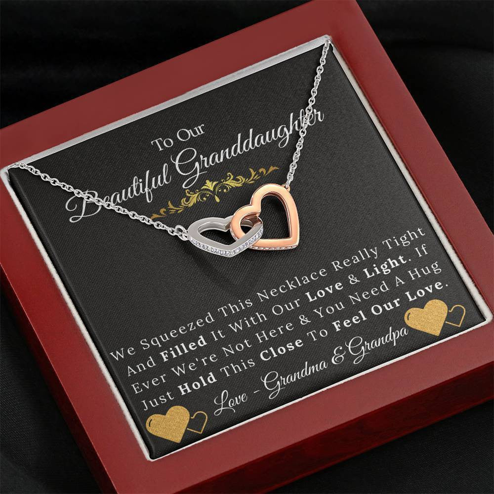 To Our Beautiful Granddaughter From Grandma & Grandpa - Love and Light - Interlock Hearts Necklace