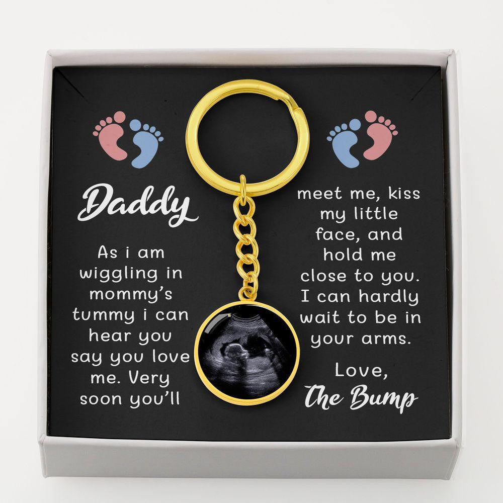 Personalized Photo Keychain For Dads To Be From The Bump - Circle Keychain Gift Idea