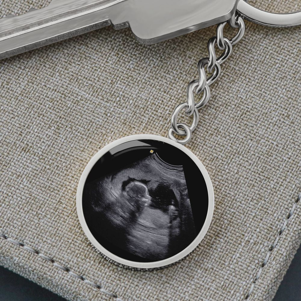 Personalized Photo Keychain For Dads To Be From The Bump - Circle Keychain Gift Idea