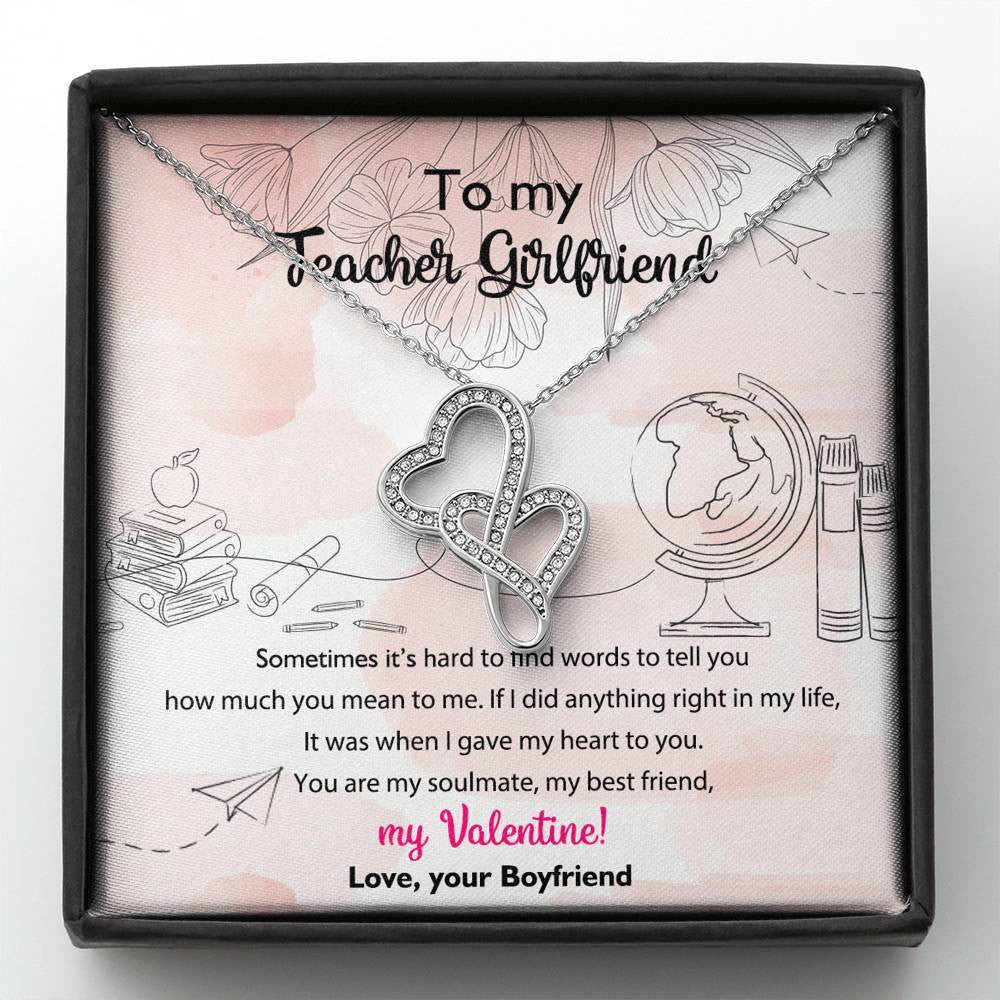 To my teacher girlfriend - Double hearts necklace valentine gift from boyfriend