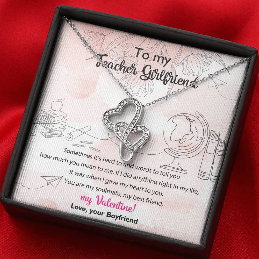 To my teacher girlfriend - Double hearts necklace valentine gift from boyfriend