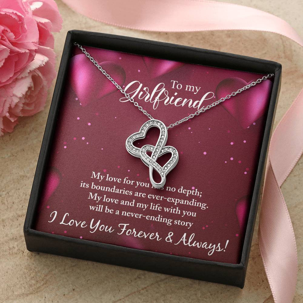To My Girlfriend - Never Ending Love Story Double Heart Necklace