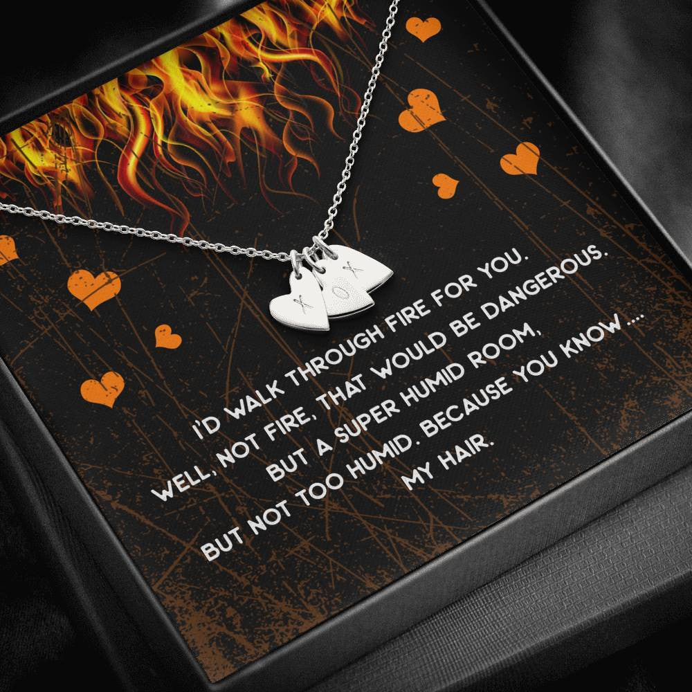 Gift For Firefingter Wife, Girlfriend - Walk Through Fire Special Gift For Wife - Sweetest Hearts Necklace Gift For Her