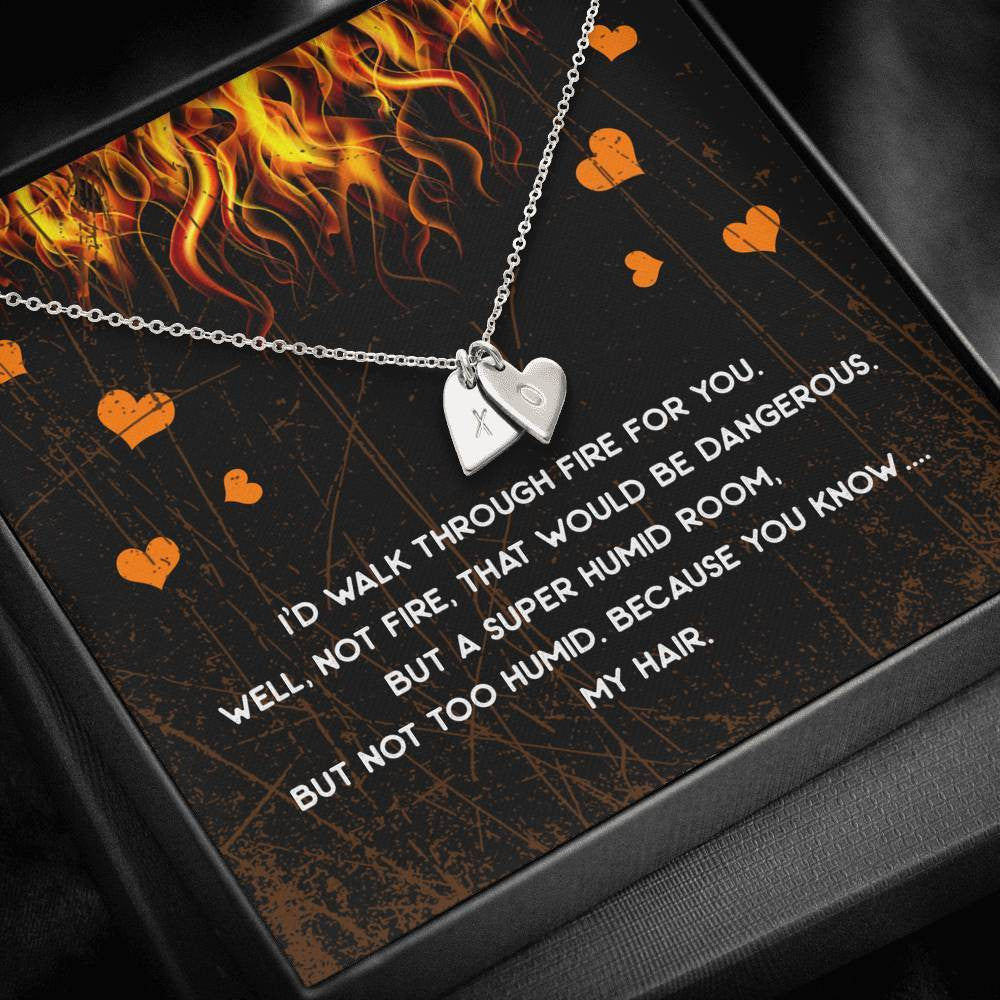 Gift For Firefingter Wife, Girlfriend - Walk Through Fire Special Gift For Wife - Sweetest Hearts Necklace Gift For Her