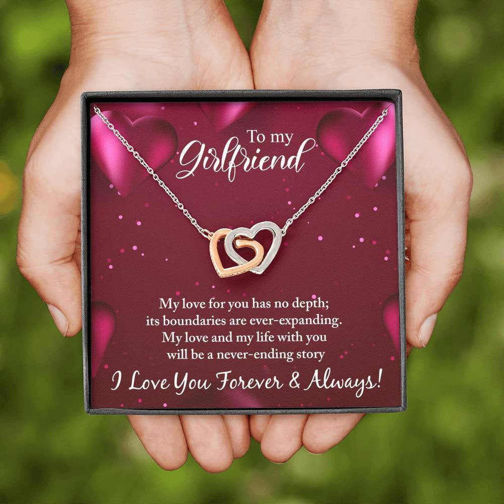 To My Girlfriend - Never Ending Story Necklace - Interlocking Hearts Necklace