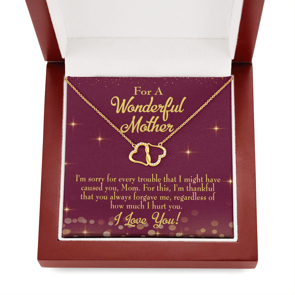 To My Mom Sorry Mom Eternal Love 10K Solid Gold Heart Necklace Gift Set Diamonds Everlasting Love Luxury Box Gift From Him