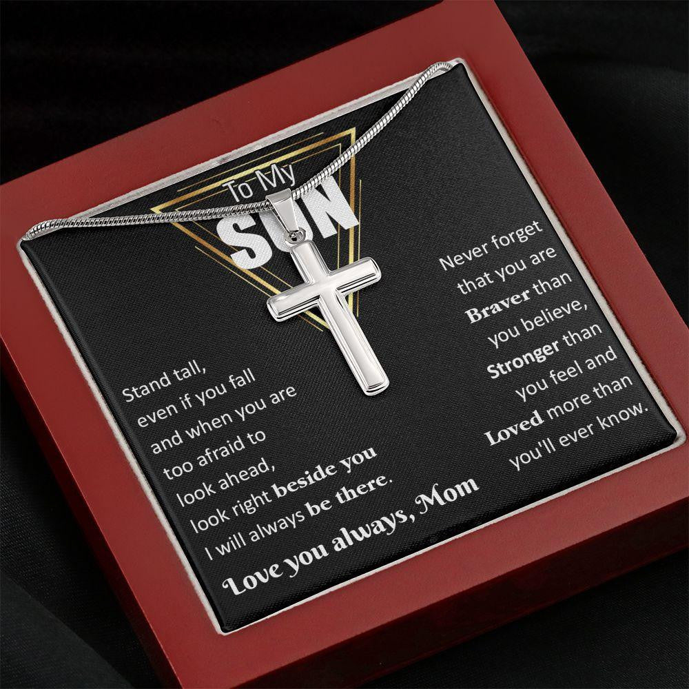 Cross Necklace, Gift For Son, I Will Always Be There , Gift From Dad Mom