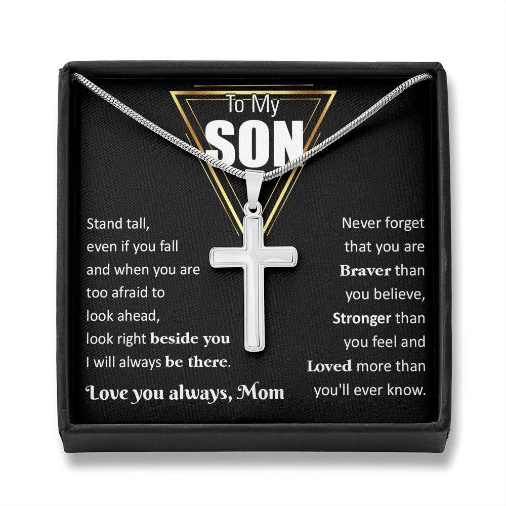 Cross Necklace, Gift For Son, I Will Always Be There , Gift From Dad Mom