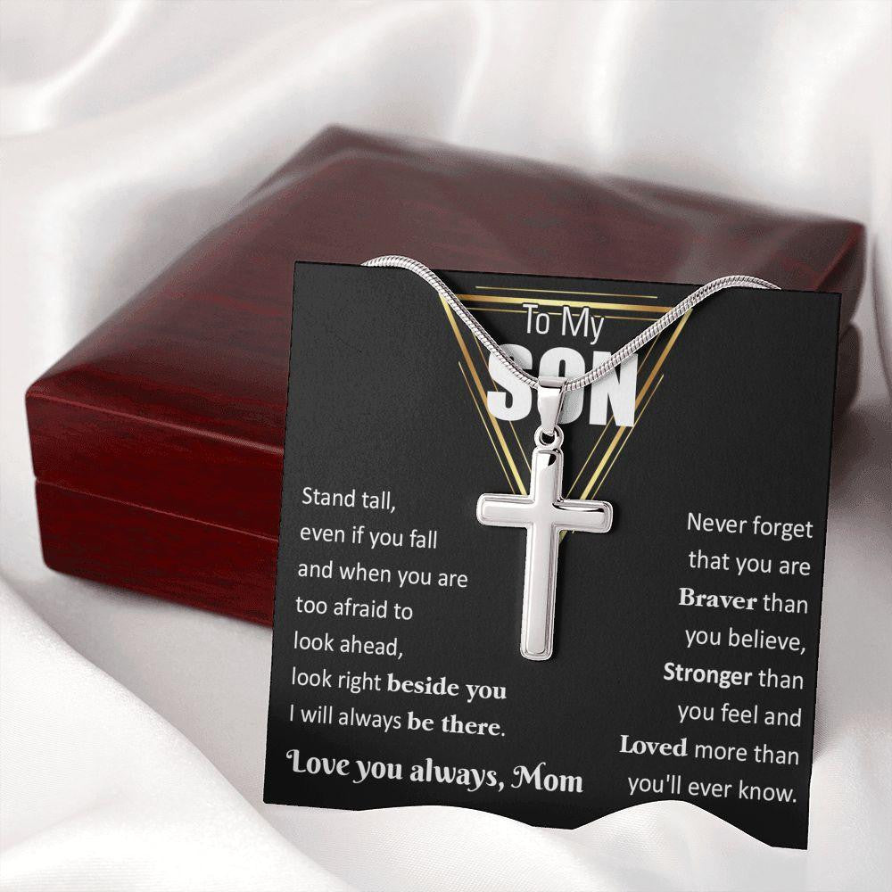 Cross Necklace, Gift For Son, I Will Always Be There , Gift From Dad Mom