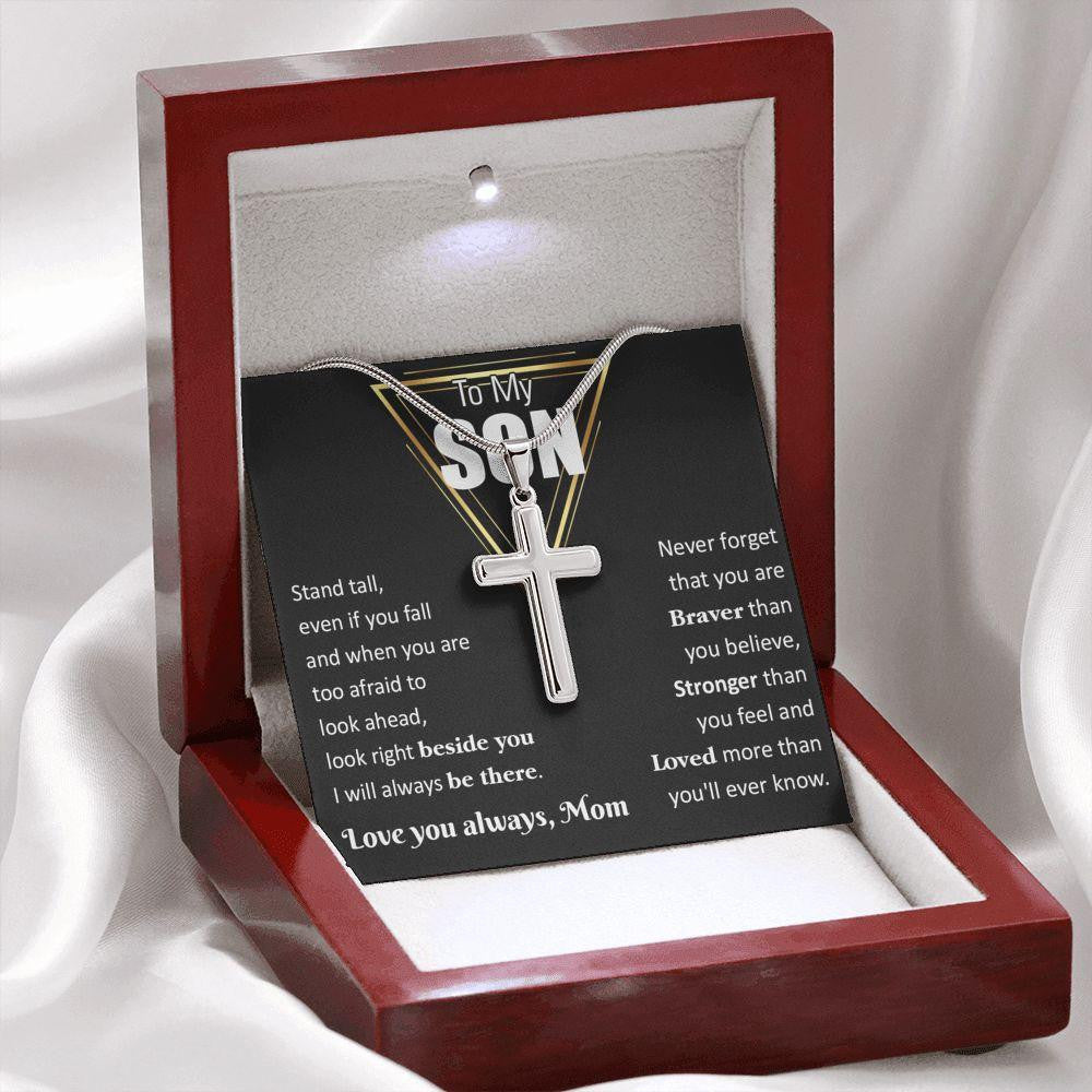 Cross Necklace, Gift For Son, I Will Always Be There , Gift From Dad Mom
