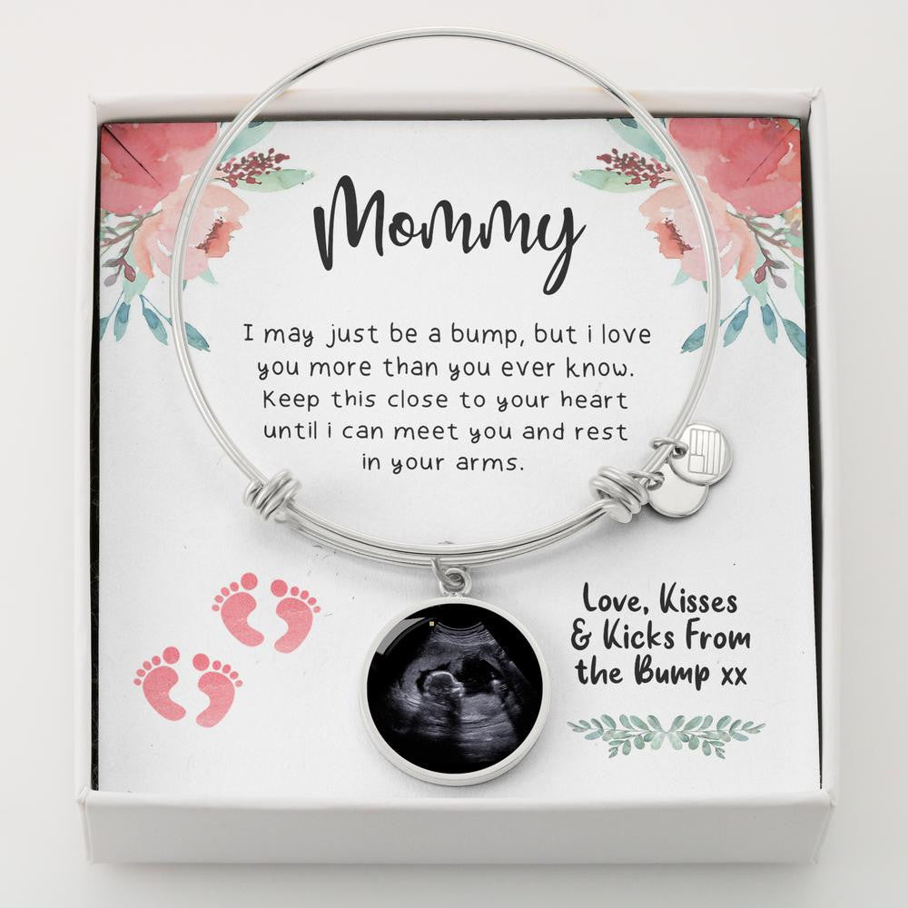 Personalized Ultrasound Bangle For Moms To Be - Luxury Circle Bangle Bracelet Gift Idea