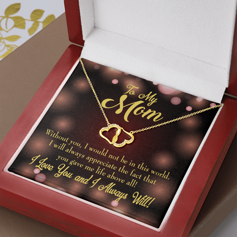 To My Mom Without You Eternal Love 10K Solid Gold Heart Necklace Gift Set Diamonds Everlasting Love Luxury Box Gift From Him