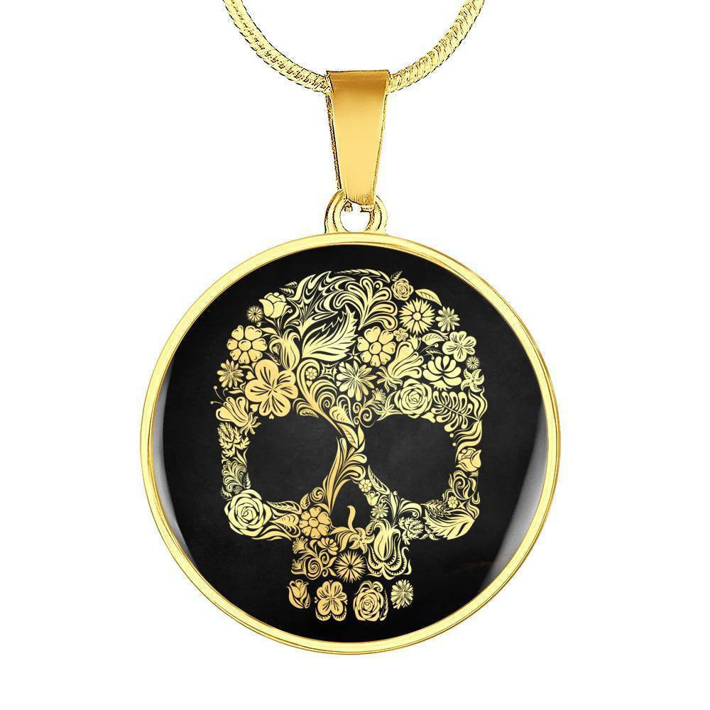 Pretty Skull - Circle Pendant Necklace Gift For Him Dad