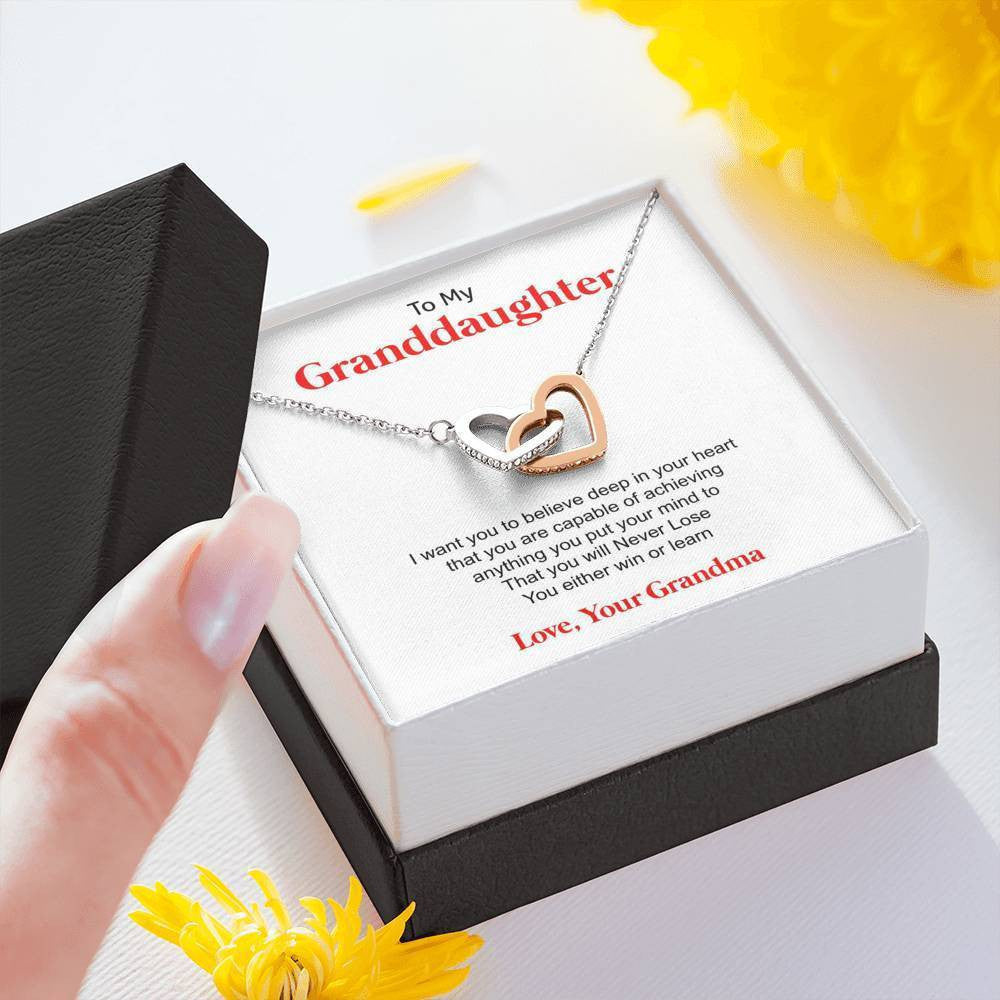 To My Granddaughter - Forever Love From Grandma - Interlocking Hearts Necklace
