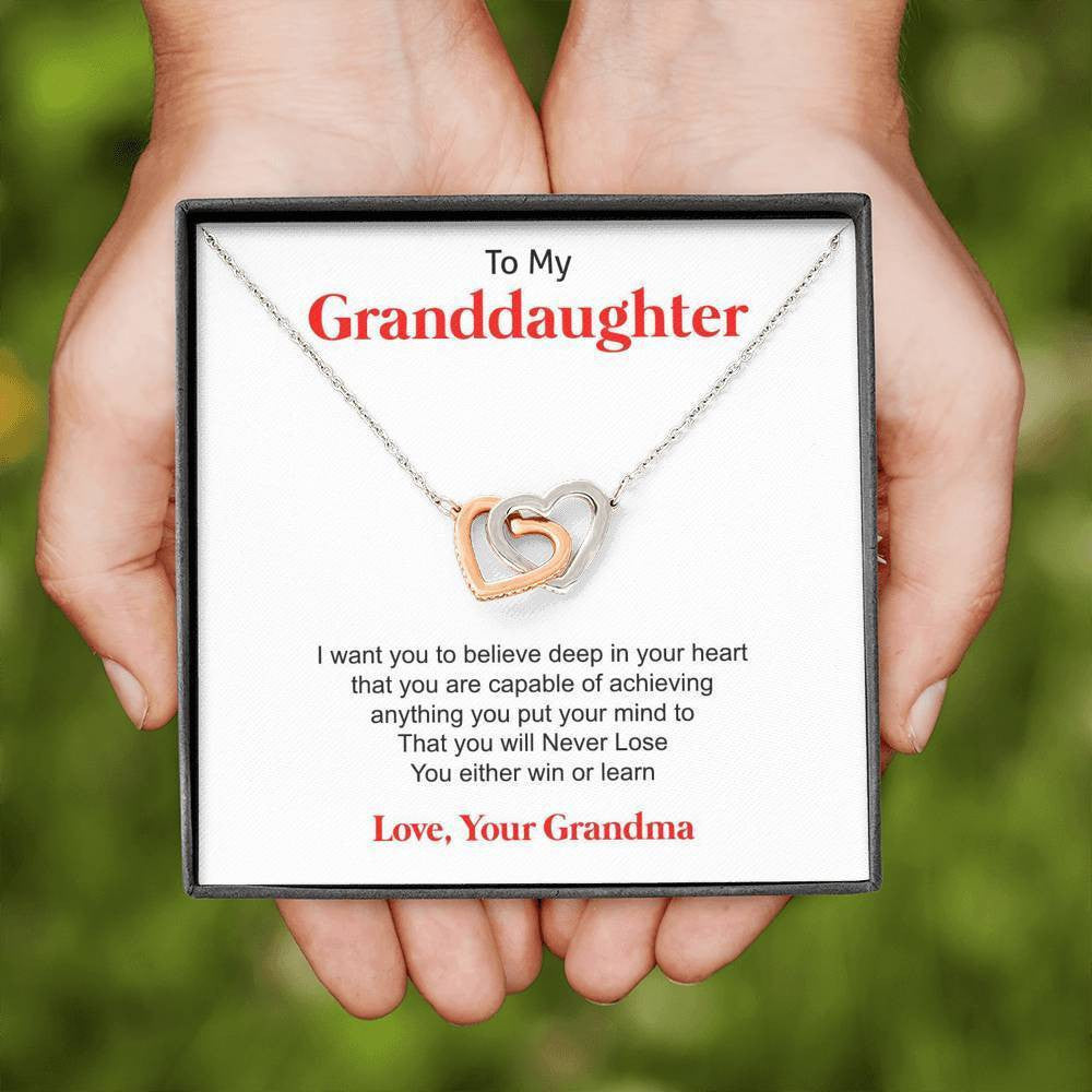 To My Granddaughter - Forever Love From Grandma - Interlocking Hearts Necklace