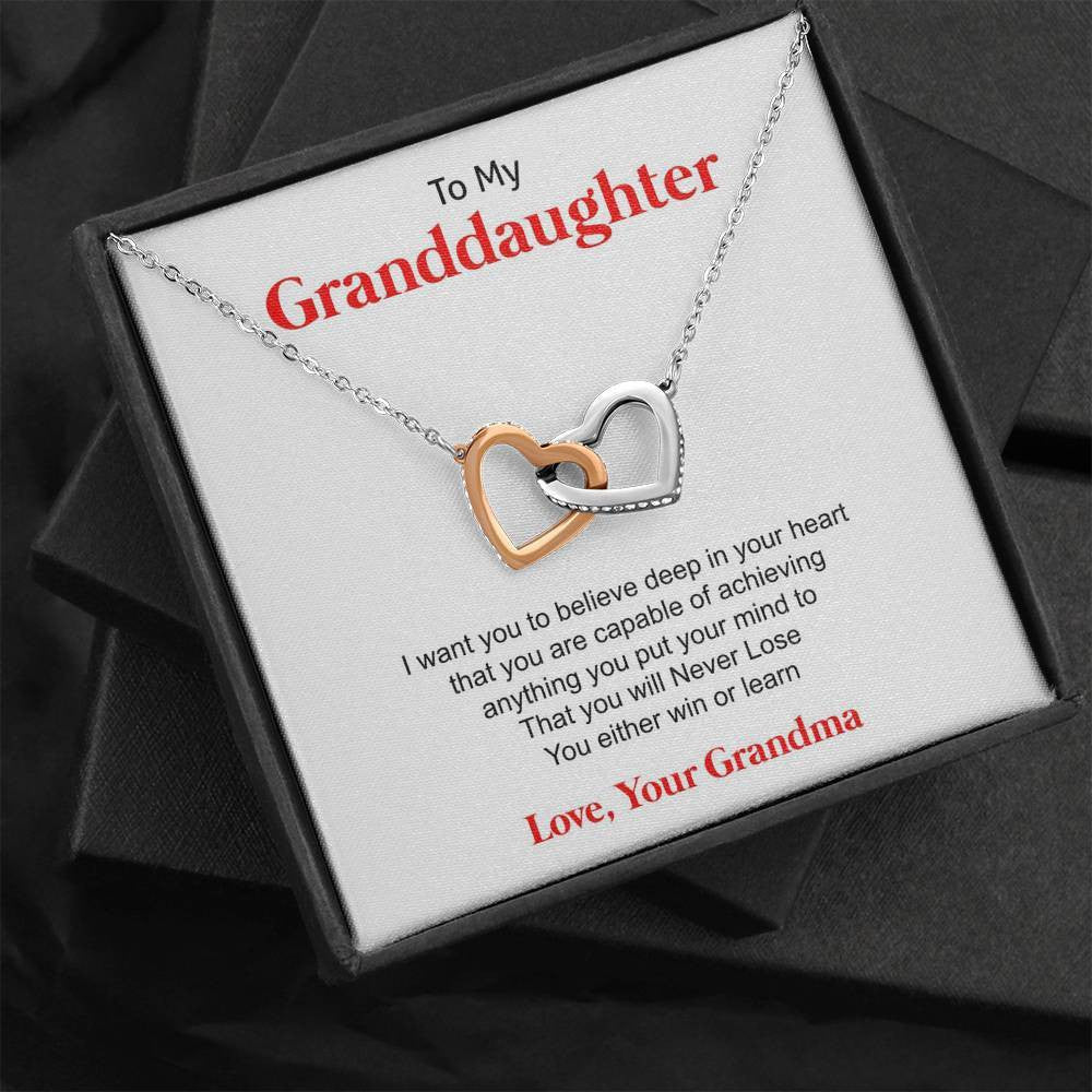 To My Granddaughter - Forever Love From Grandma - Interlocking Hearts Necklace