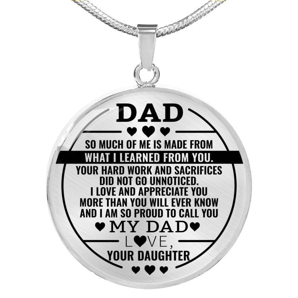 Proud To Call You My Dad Necklace - Circle Pendant Necklace Gift For Father's Day