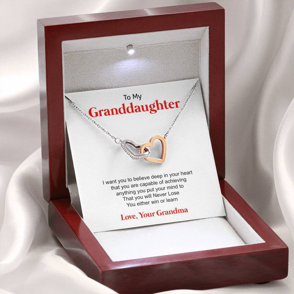 To My Granddaughter - Forever Love From Grandma - Interlocking Hearts Necklace