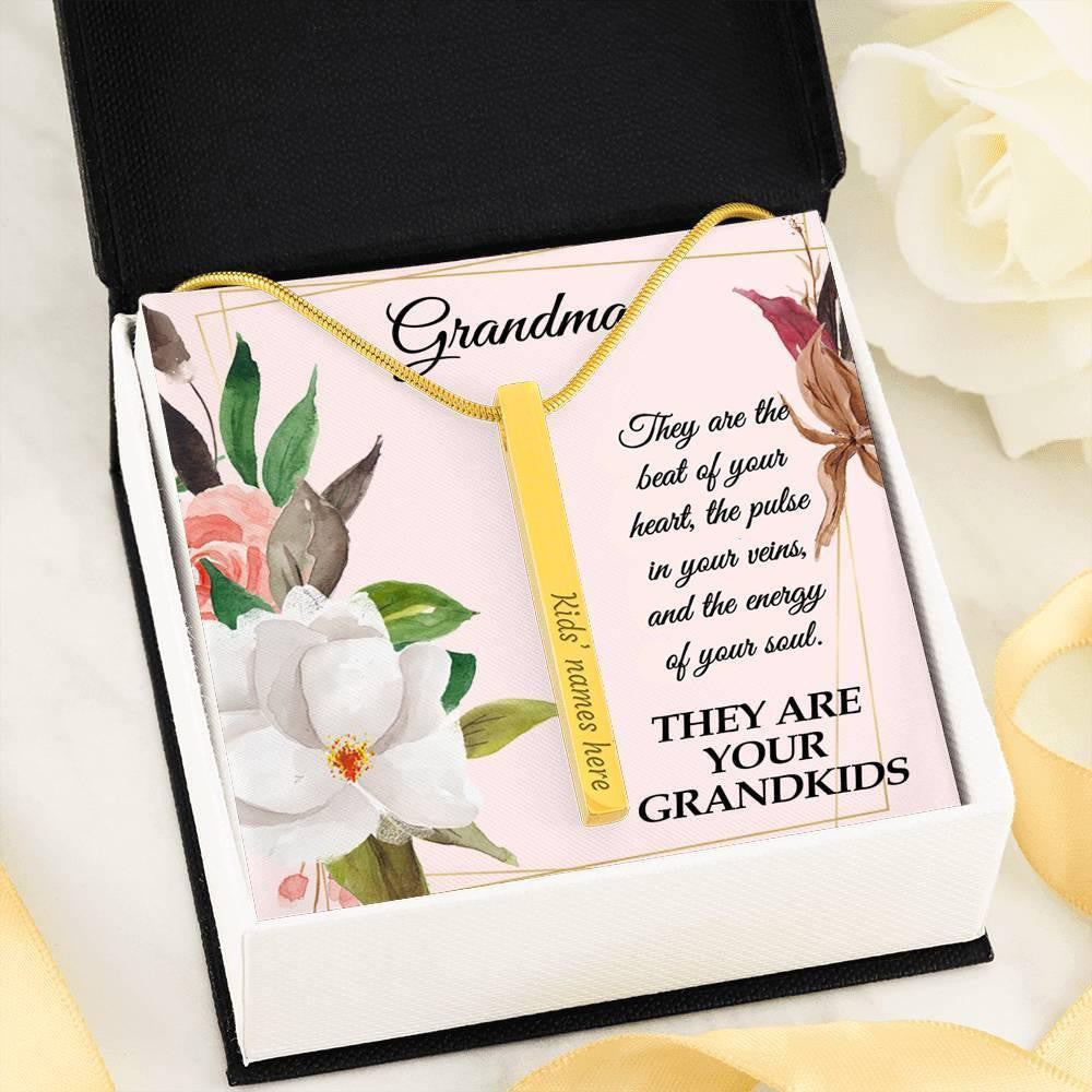 Grandma - they are your grand-kids Engraved 2 sided stick bar necklace