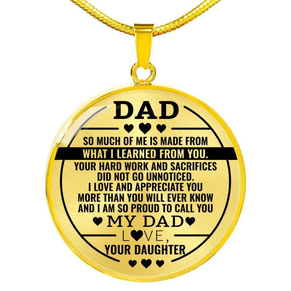 Proud To Call You My Dad Necklace - Circle Pendant Necklace Gift For Father's Day