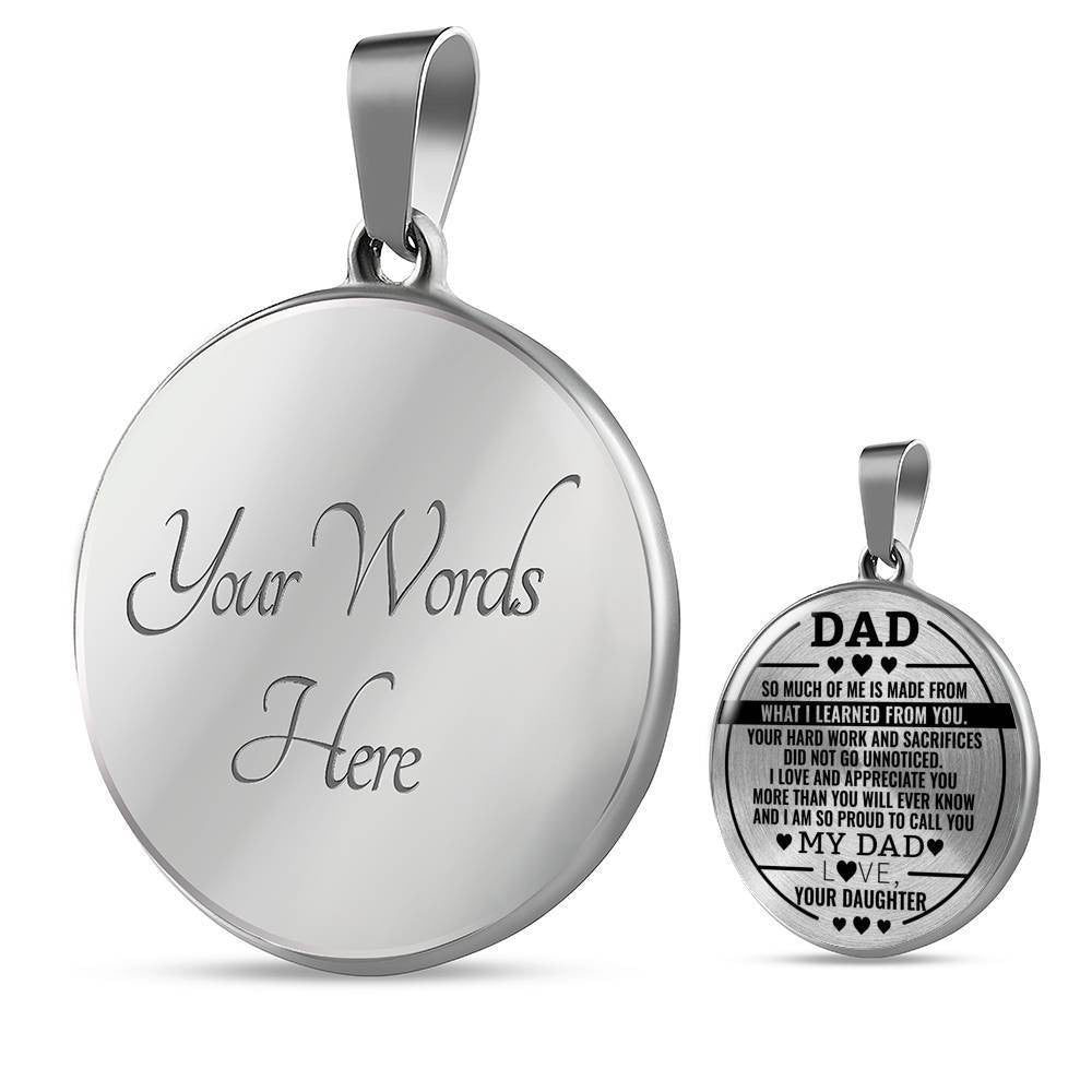 Proud To Call You My Dad Necklace - Circle Pendant Necklace Gift For Father's Day