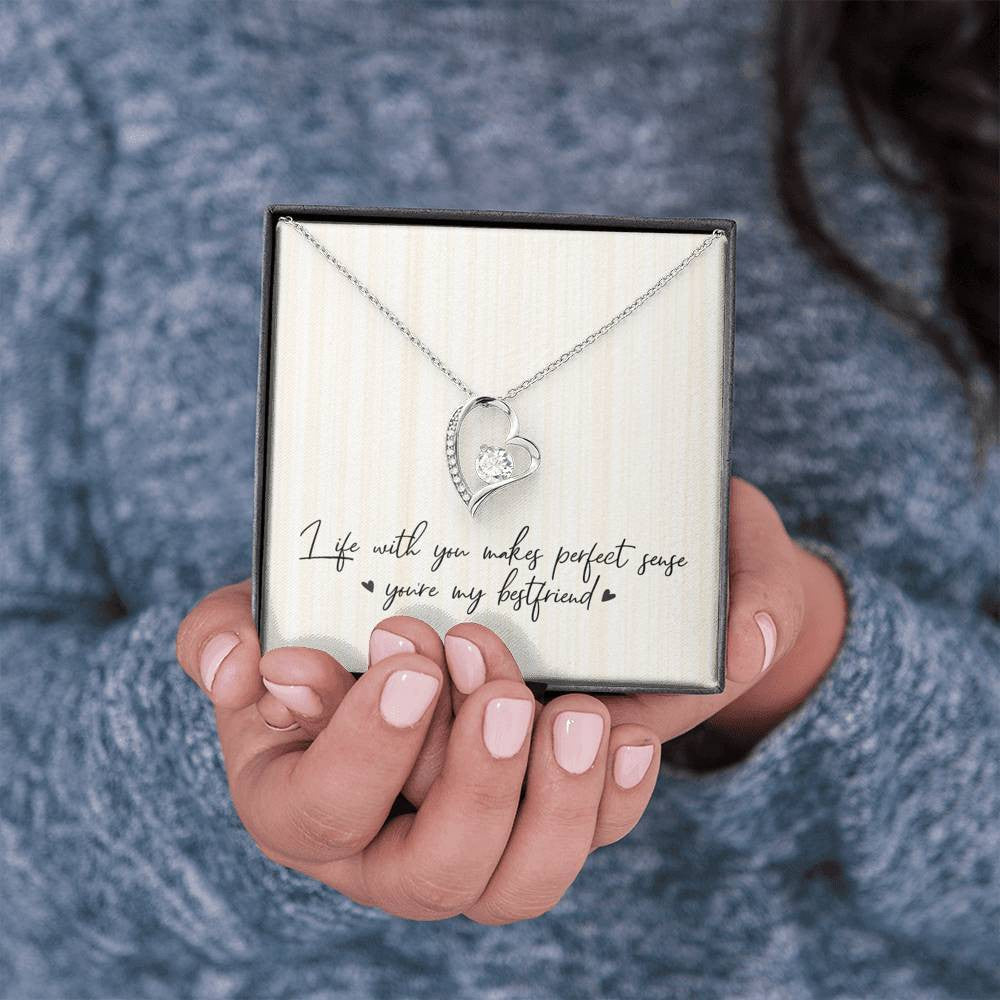 Best Friends Heart and Cubic Necklace Forever Love Necklace