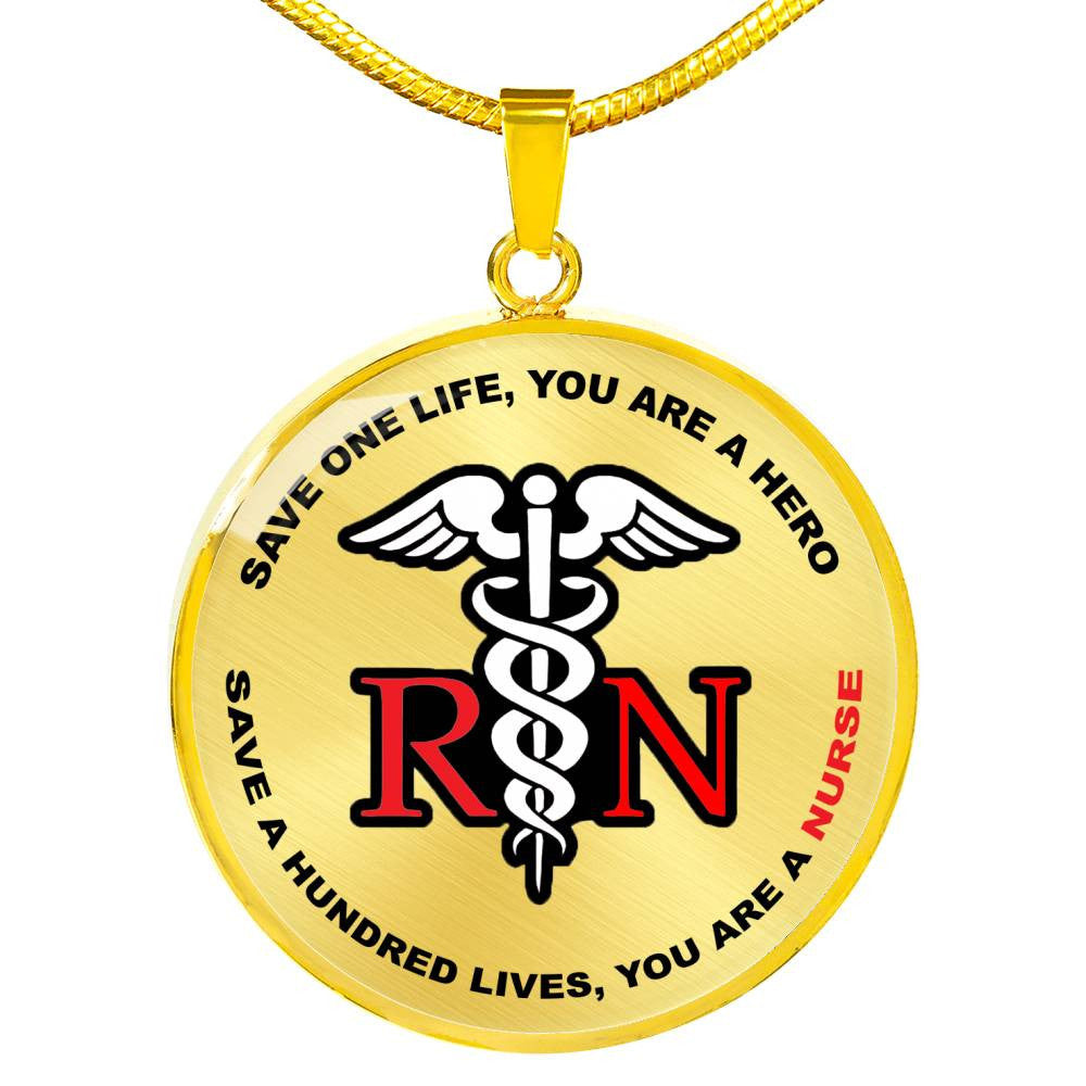 Proud Nurse Necklace Rn - Luxury Circle Pendant Necklace Perfect Gift Idea For Her/Him