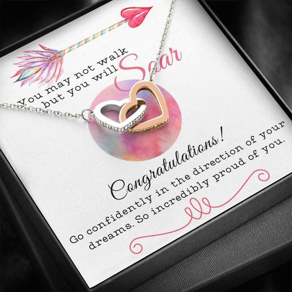 On Your Graduation - Congratulations, Go Confidently in the direction of your dreams - Interlocking Hearts Necklace Gift Idea
