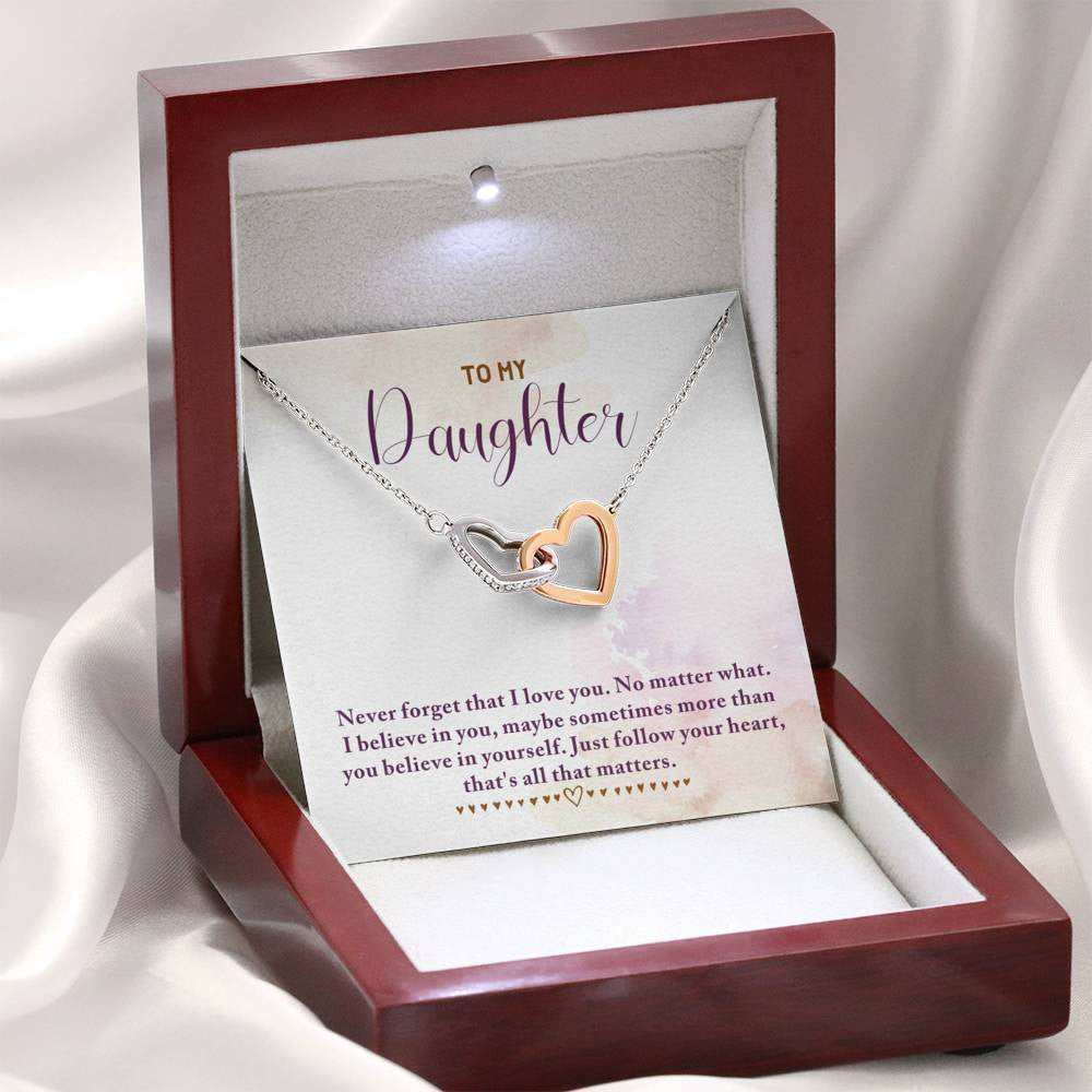 Luxury Gifts For Her - To My Daughter Love From Mom Mother's Day - Interlocking Heart Necklace Gift Idea