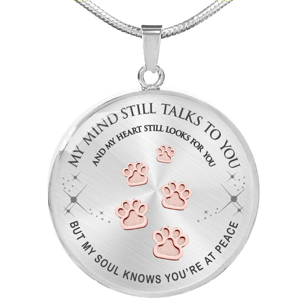 Pet Paws Steps To Heaven Necklace - Perfect Pet Memorial Gift - Luxury Circle Pendant Necklace Perfect Gift Idea For Her/Him