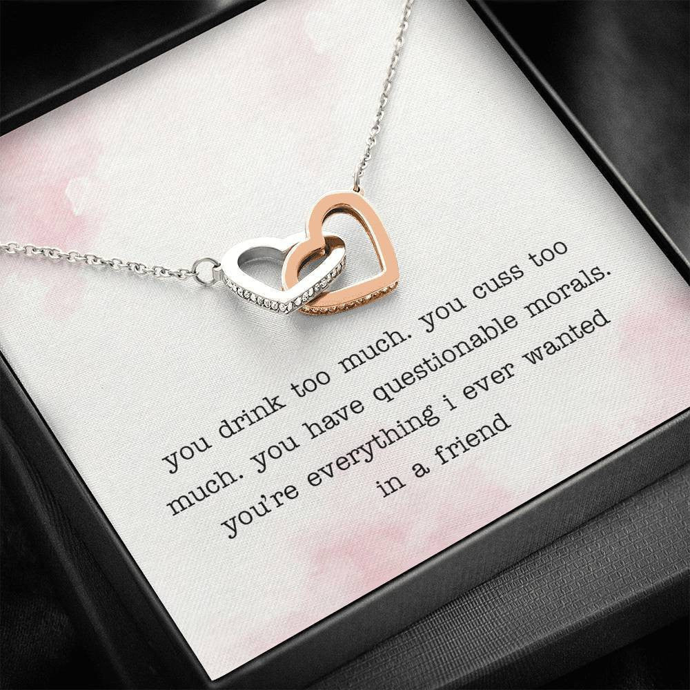 Friend Silver and Gold Necklace - Interlocking Hearts Necklace