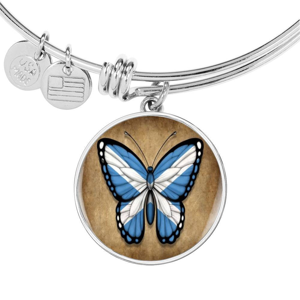 Scottish Flag Butterfly Bracelet - Luxury Circle Bangle Bracelet Gift Idea