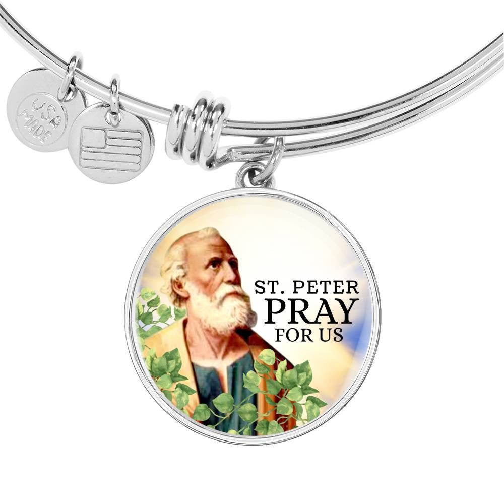 Catholic St. Peter Circle Bangle Bracelet - Luxury Circle Bangle Bracelet Gift Idea