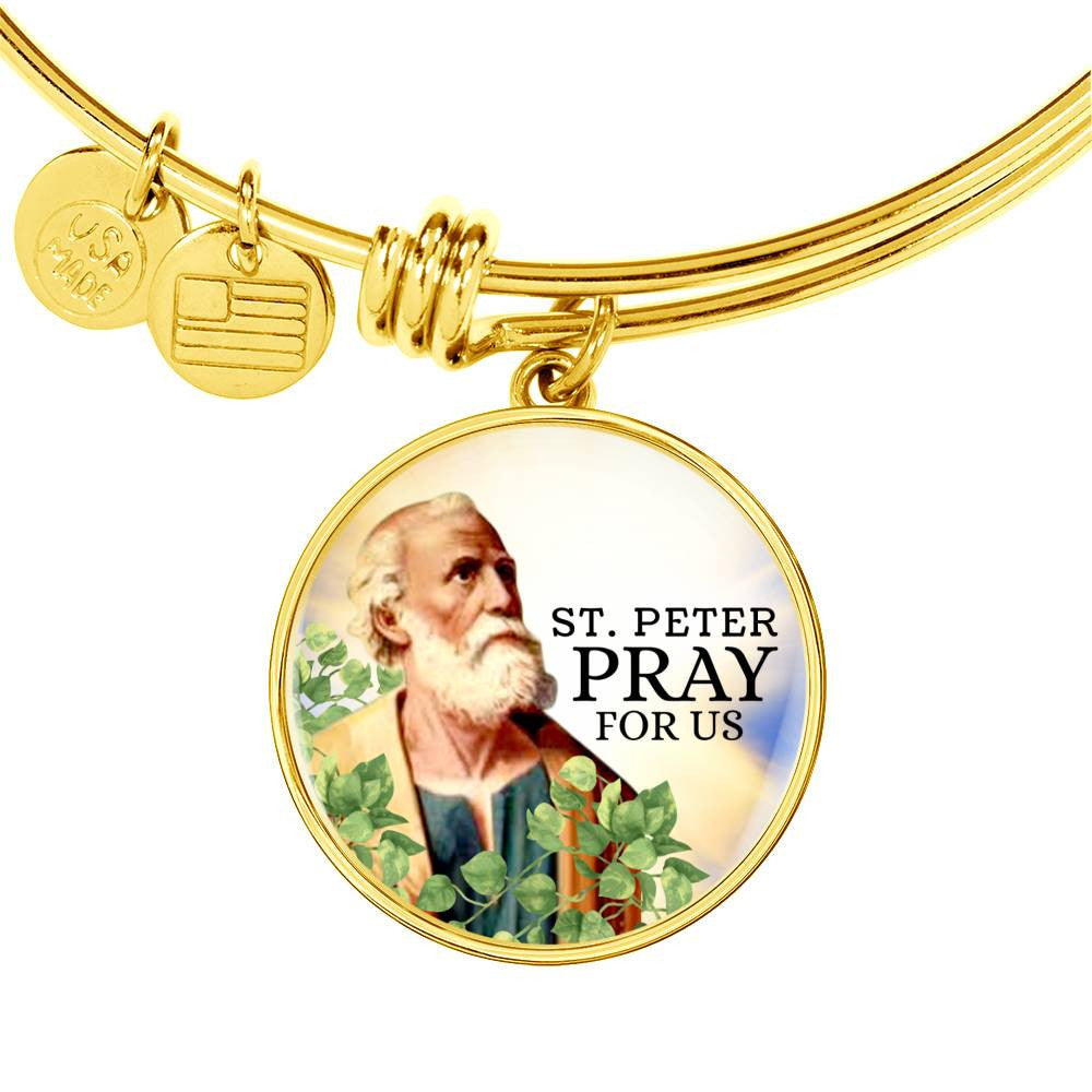 Catholic St. Peter Circle Bangle Bracelet - Luxury Circle Bangle Bracelet Gift Idea