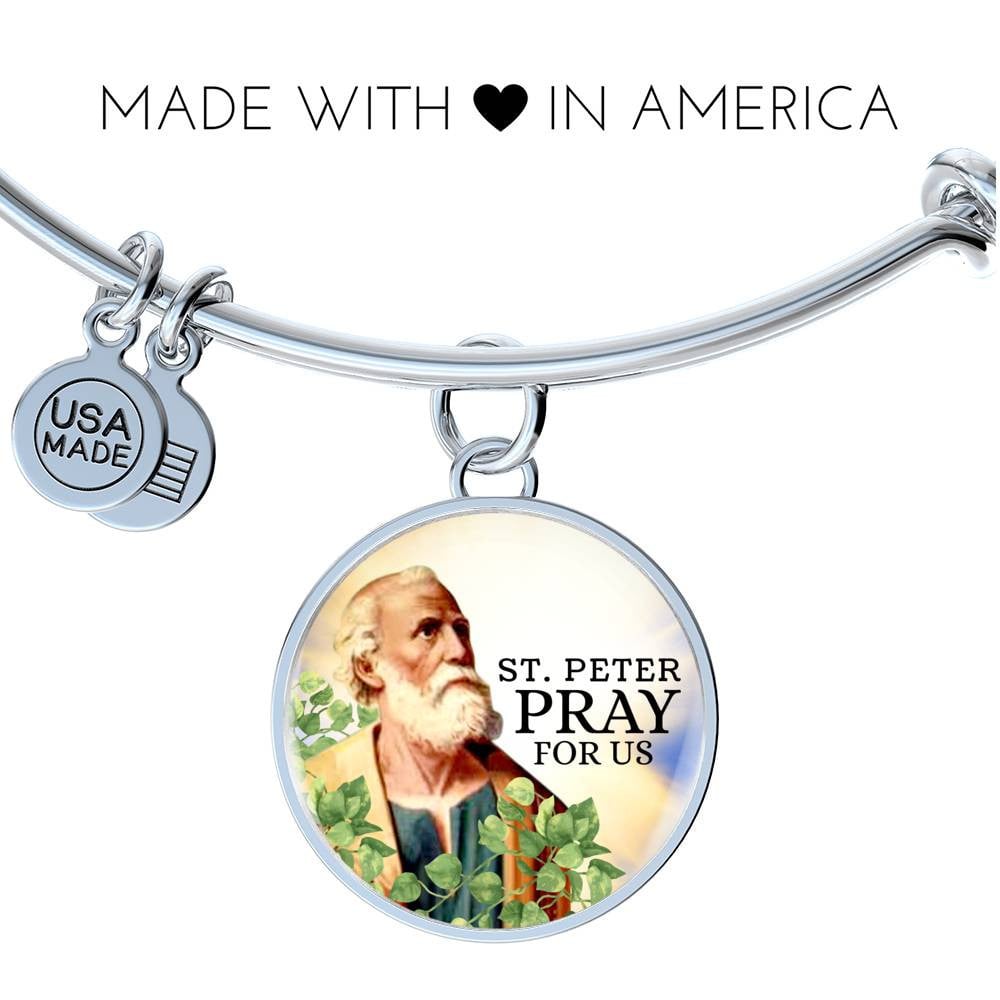 Catholic St. Peter Circle Bangle Bracelet - Luxury Circle Bangle Bracelet Gift Idea