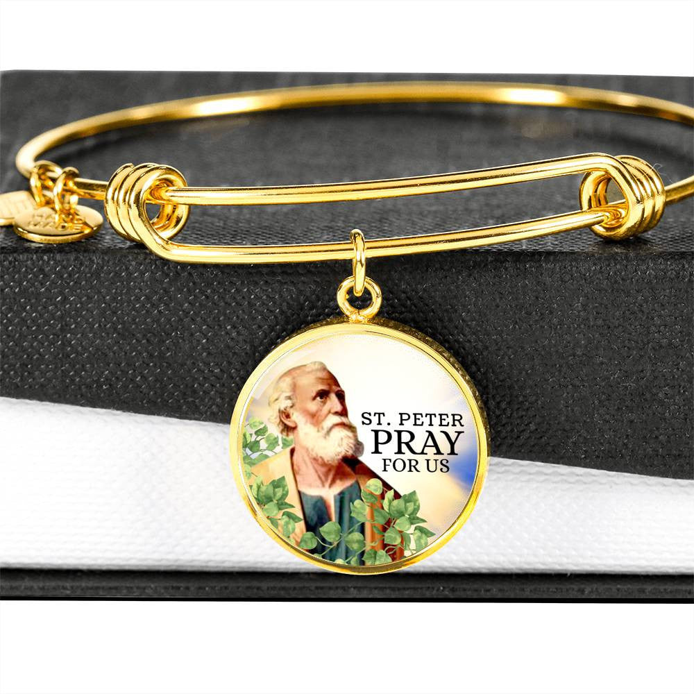 Catholic St. Peter Circle Bangle Bracelet - Luxury Circle Bangle Bracelet Gift Idea