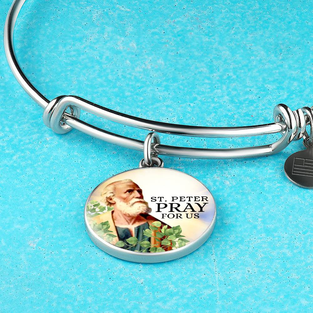 Catholic St. Peter Circle Bangle Bracelet - Luxury Circle Bangle Bracelet Gift Idea