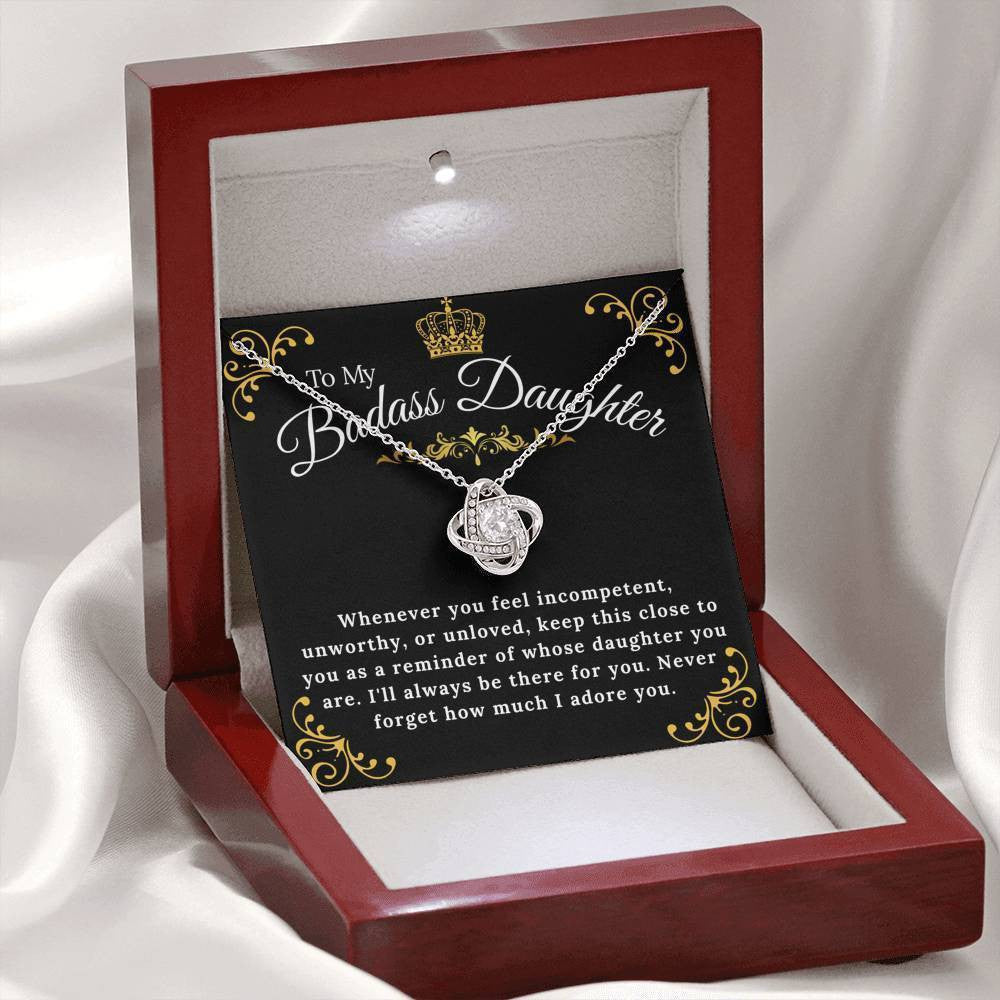 To My Badass Daughter -Never Forget How Much I Adore You - Love Knot Necklace Gift For Her