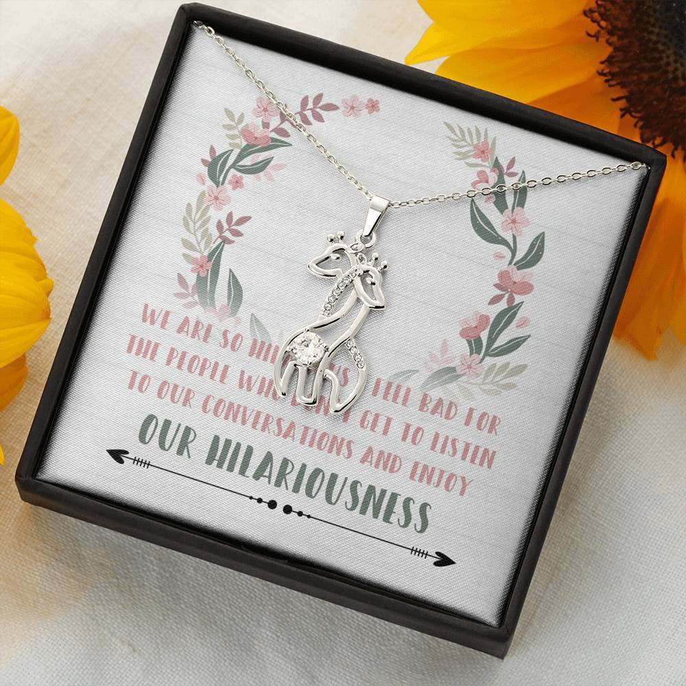Hilarious Friends, Thanks Gift For Bestie Friend - Graceful Love Giraffe Necklace