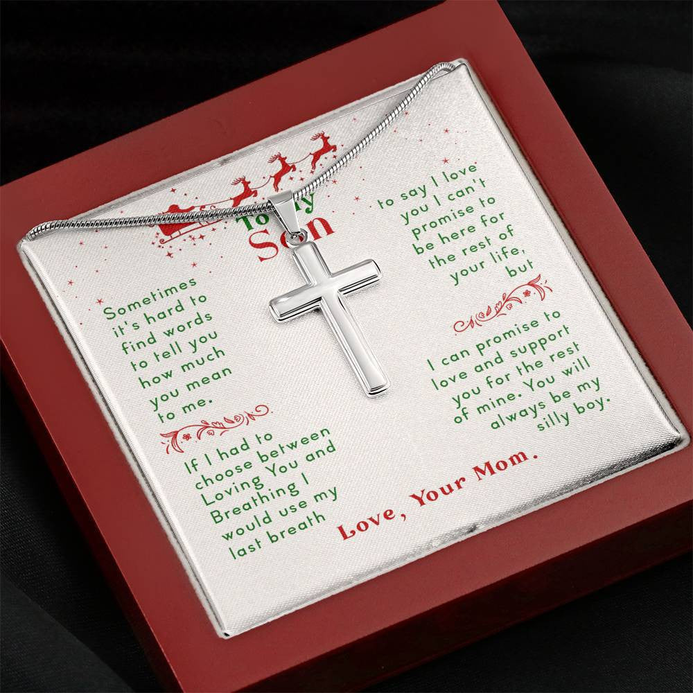 Christmas Gift For Son - Love Message From Mom - Cross Necklace