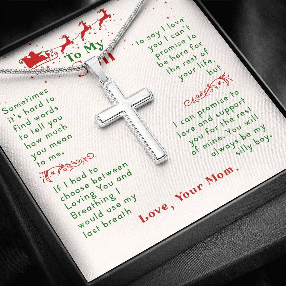 Christmas Gift For Son - Love Message From Mom - Cross Necklace