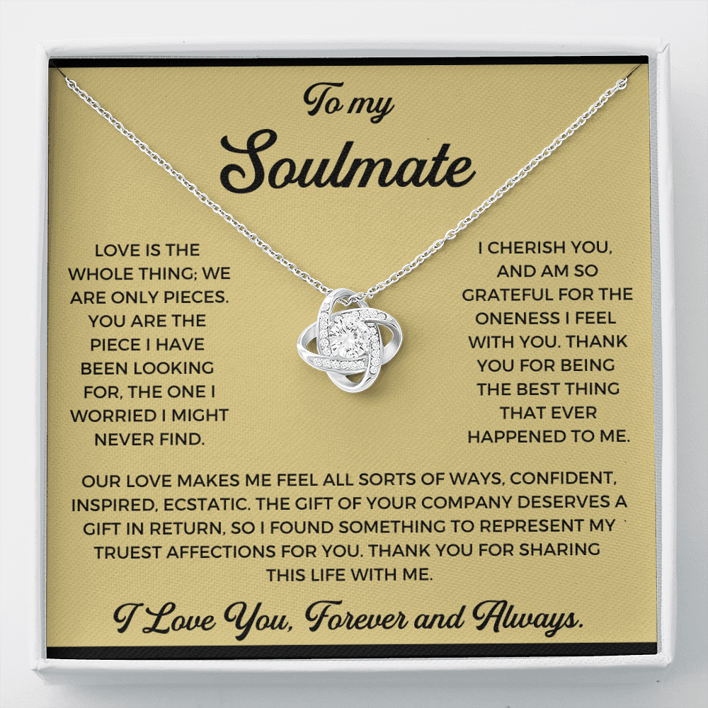 To My Soulmate - Thank You Gift - Love Knot Necklace Gift For Her